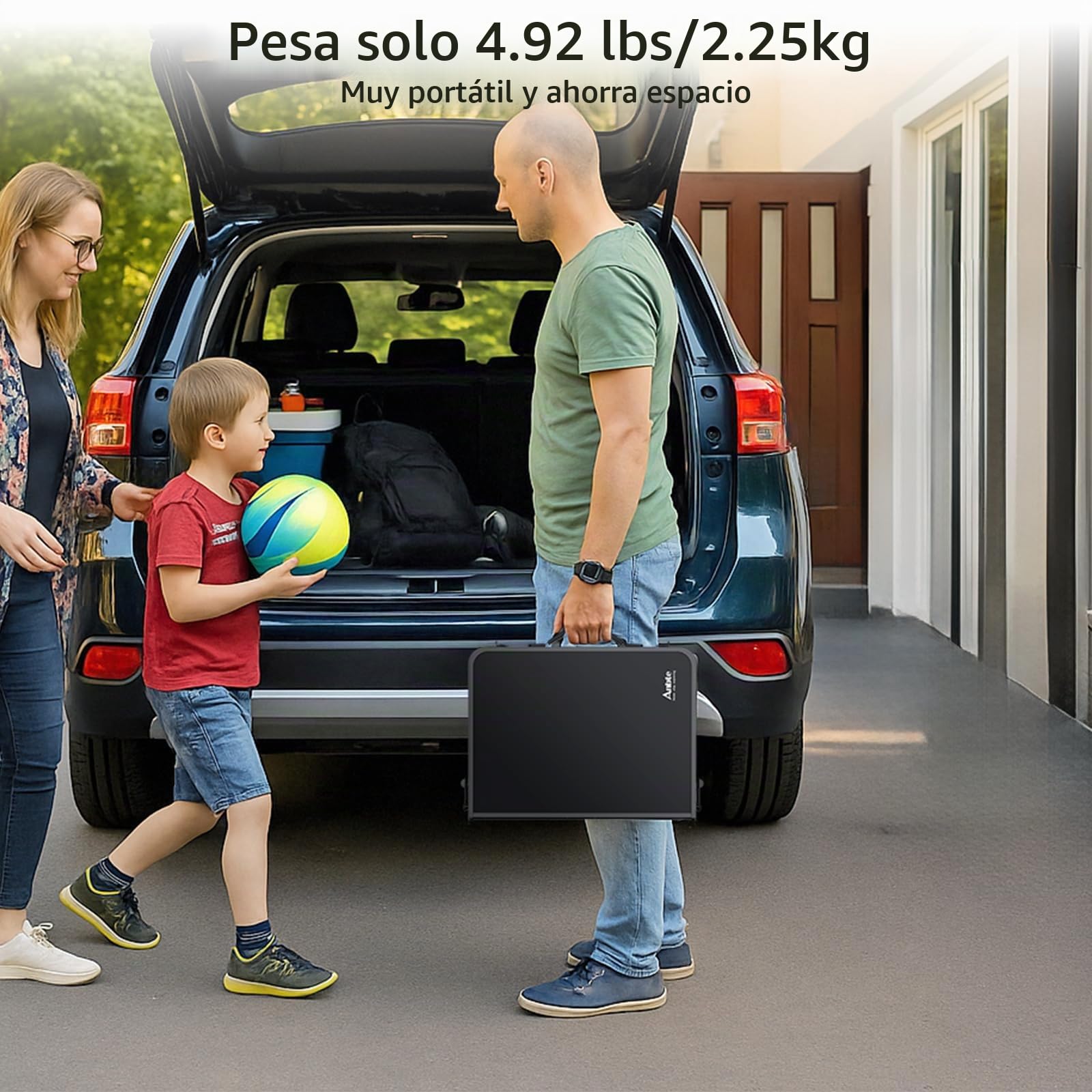 Anbte Mesa Plegable de Camping 58x40x26/48/67cm con Red de Almacenamiento | Mesa Plegable Aluminio de 3 Alturas Ajustables, Ligera y Portátil, para Camping, Pesca, Picnic, Playa,Exterior,Negro