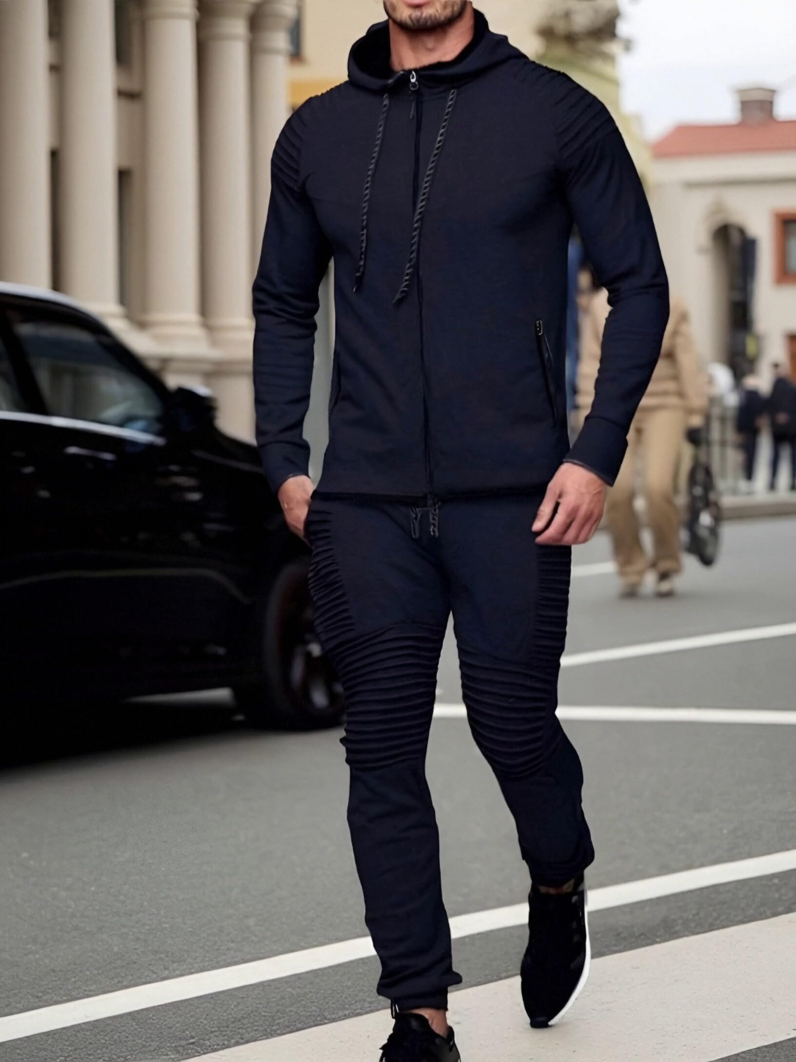 Tute da Ginnastica da Uomo Tuta Uomo Completa Manica Lunga Cerniera Giacca & Pantaloni Set Jogging per Attività All'aperto e Uso Quotidiano