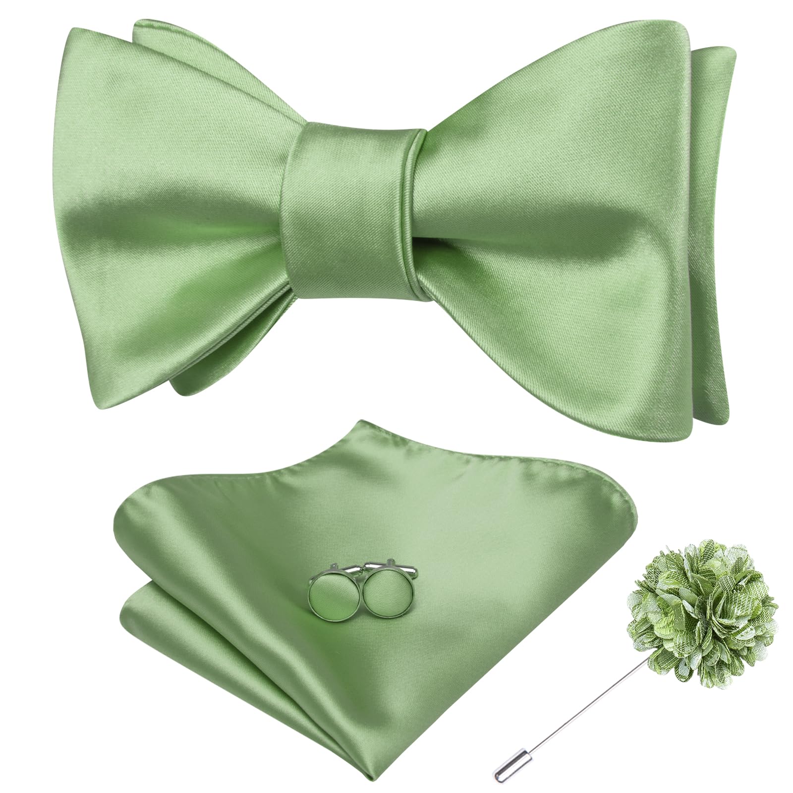 Dubulle Self Tie Bow Ties for Men Silk Paisley Bowtie Lapel Pin Set