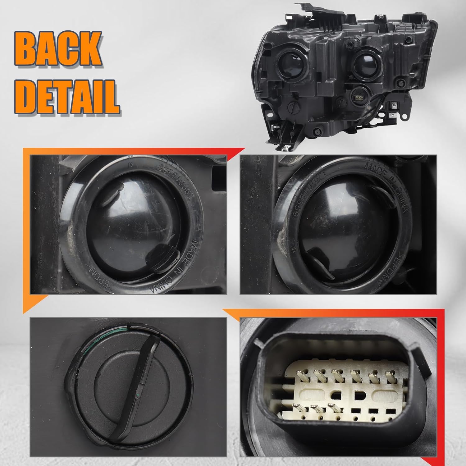 Left Black Headlights Assembly Compatible with 2019-2024 Dodge Ram 2500 3500 Headlamp Halogen Type With bulb(s) Left Driver Side CH2502338 68406277AE 68406277AD
