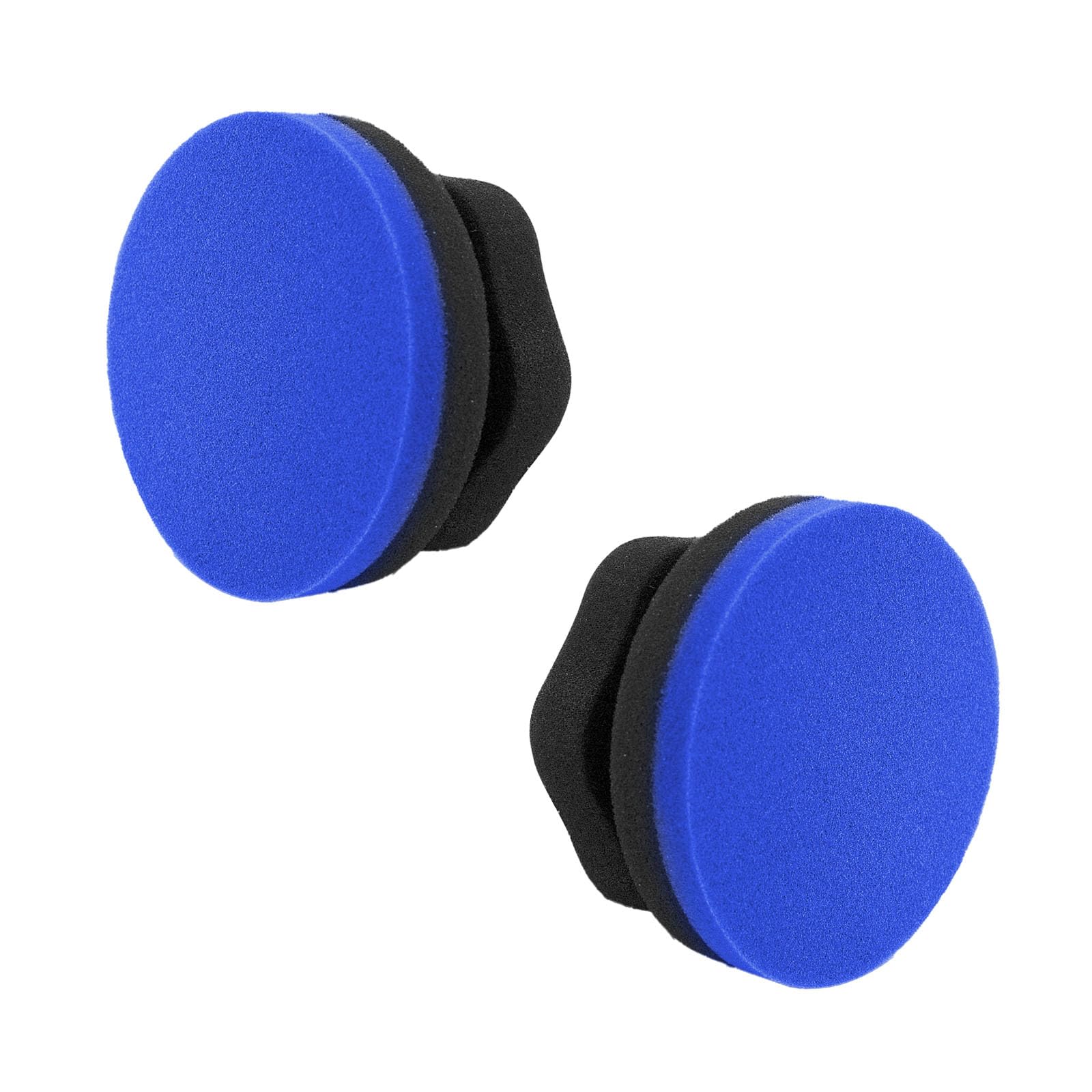 2 PCS Tire Hex Grip Dressing Applicator, Round Shape Car Polishing Foam Applicator Pad, Reusable Auto Wheel Tire Shine Detailing Sponge for Waxing, Buffing, Coating (Blue, Small Flat)