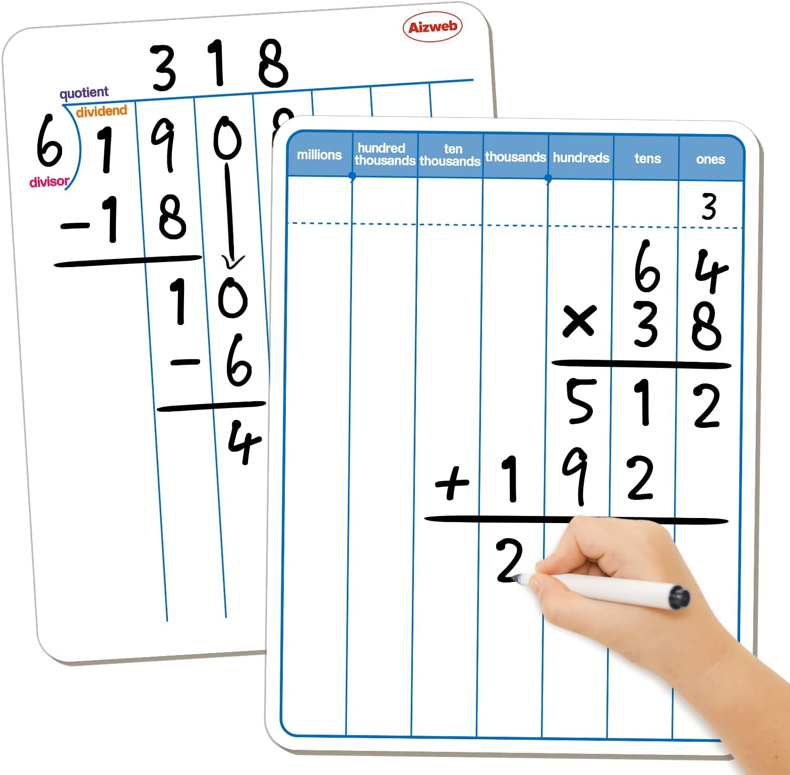 Aizweb Dry Erase Long Division Whiteboard