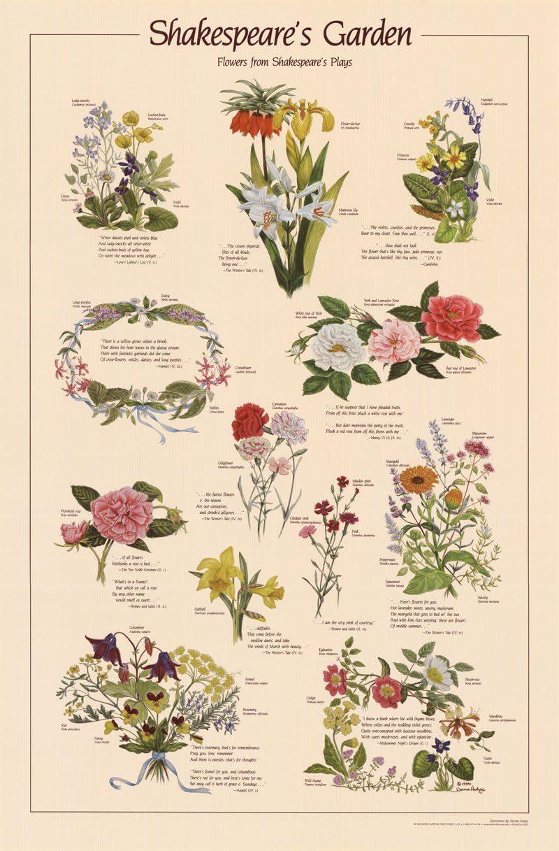 Charting Nature Shakespeare's Garden Poster - Flowers in Shakespeare's plays