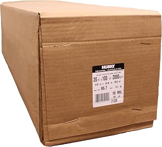 Poly-America (20'x100') Husky Contractor's Choice Black Plastic Sheeting 10 Mil. Thickness (CF1020) Polyethylene Plastic BEST FOR Overspray Shield, Vapor Barrier at Construction or Home Projects