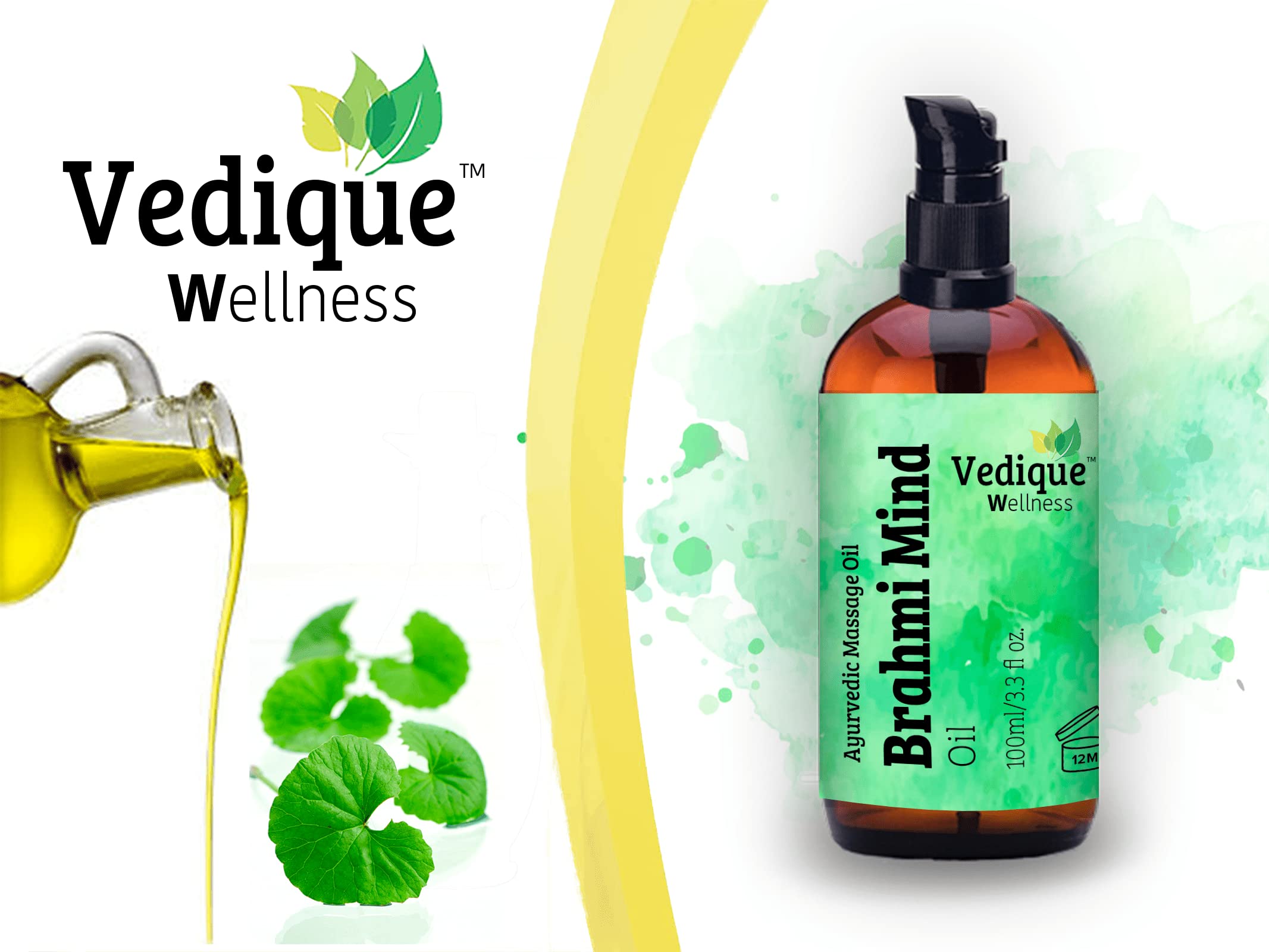 VEDIQUE Remedies Brahmi Mind Oil | 500 ml | ayurvedisches Kopfmassageöl | tief beruhigend, entspannend und pflegend | ganz natürlich
