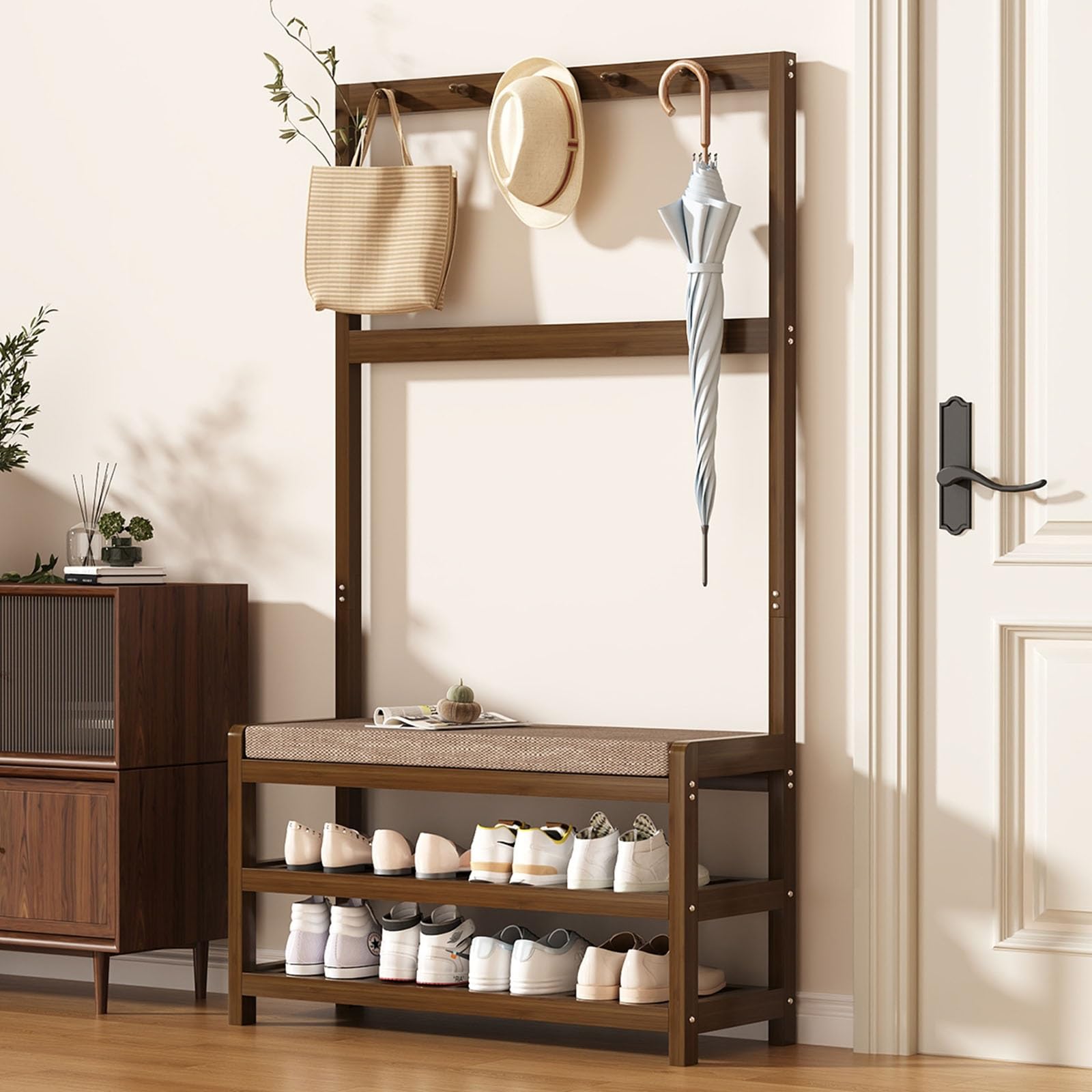 Banc de rangement pour chaussures et vestiaire d'entrée complet