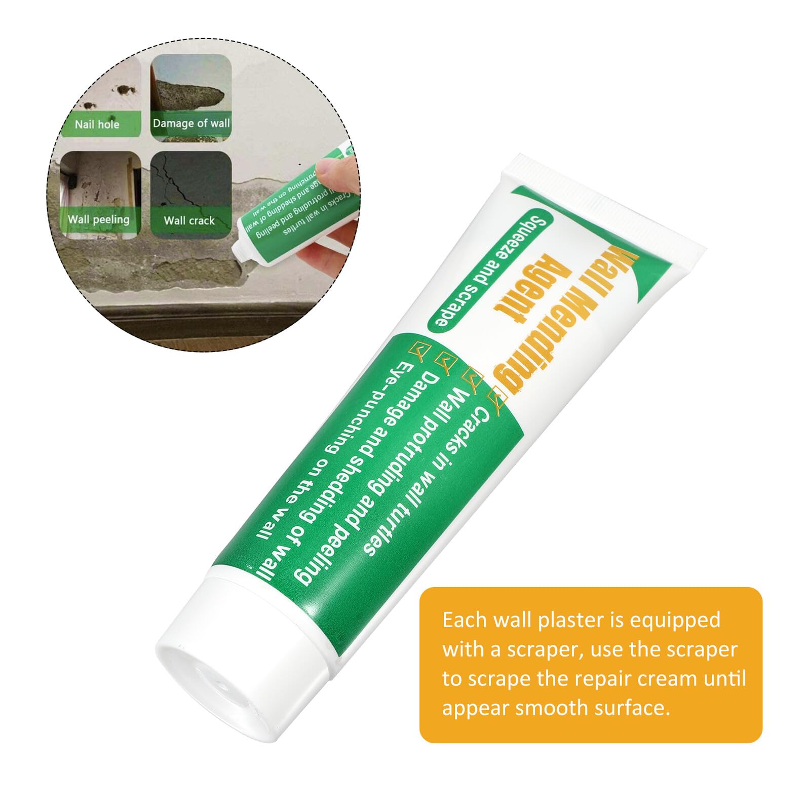Kit Riparazione Pareti Verde 2 Set, Stucco per Crepe e Buchi | Spatola Inclusa, Pasta Plastica Riutilizzabile, per Superfici Spelate e Ritocchi Rapidi