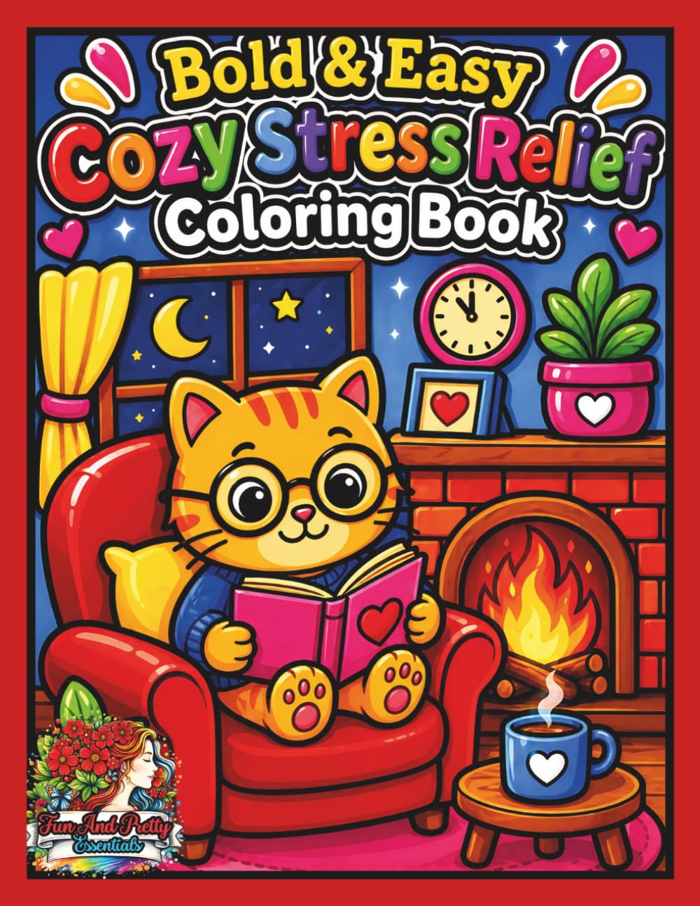 Bold and Easy Cozy Stress Relief Coloring Book: Large Print Simple and Relaxing Coloring Pages for Teens, Adults, and Seniors Featuring Adorable ... (Bold and Easy Cozy Collection Series)