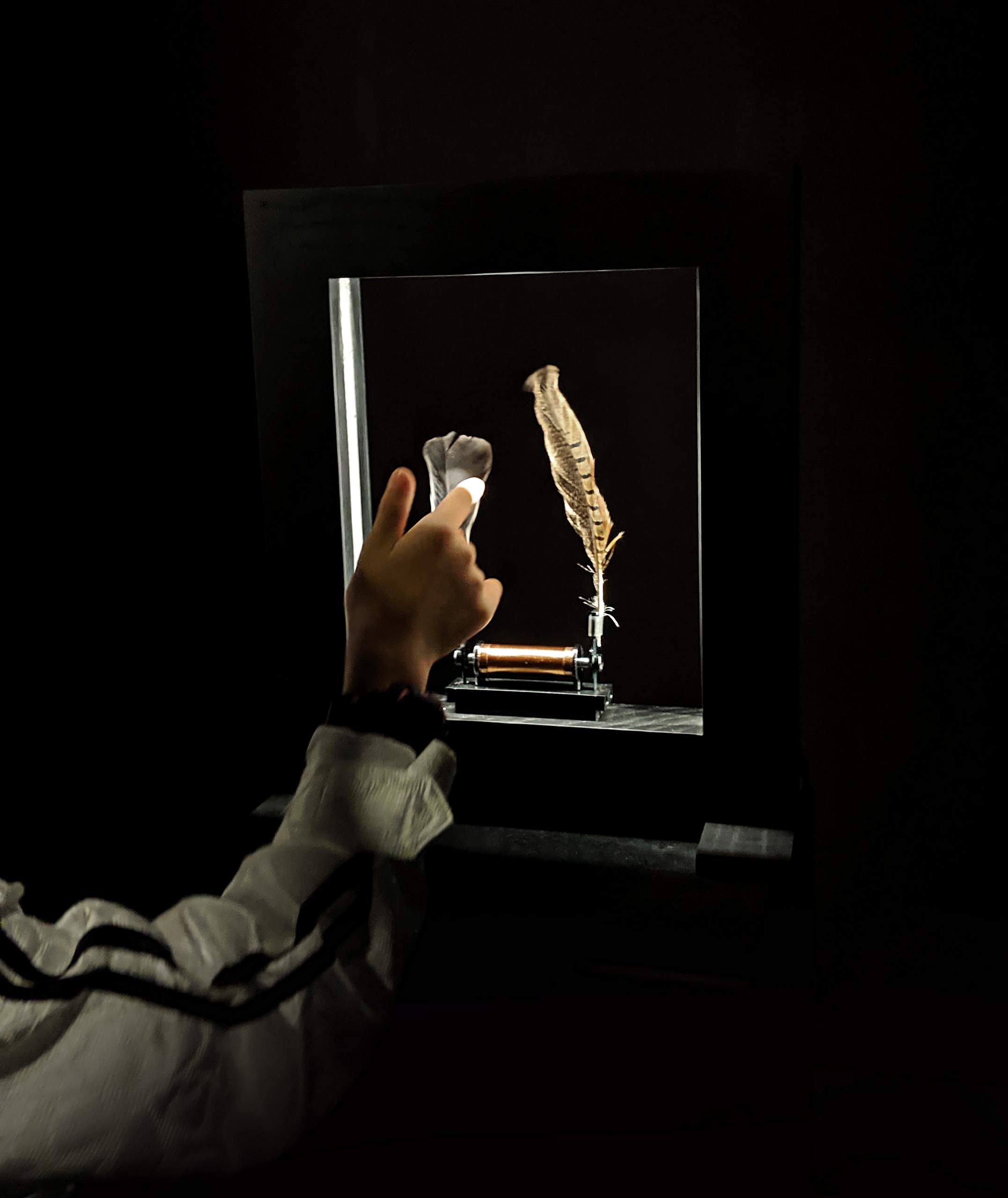 Wonder 18022 Machines Slow Dance Bilderrahmen, Zeitlupeneffekt durch optische Täuschung, Entschleunigung durch Technik, Wissenschaft und Kunst, gebeizte Esche, schwarz, LED, Stoboskop