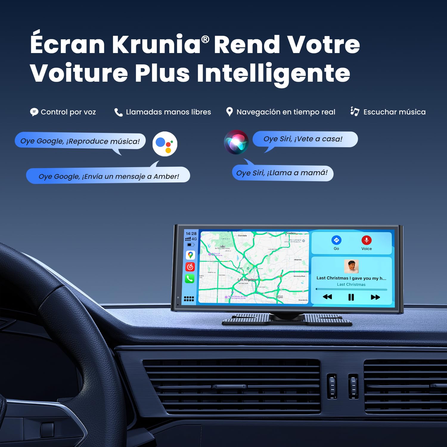 Écran Portable sans Fil 9,26" CarPlay Voiture pour Apple Car Play & Android Auto, Mises à Jour OTA, Caméra de Recul, Mirror Link, Bluetooth 5.0, Commande Vocale, Navigation GPS, FM