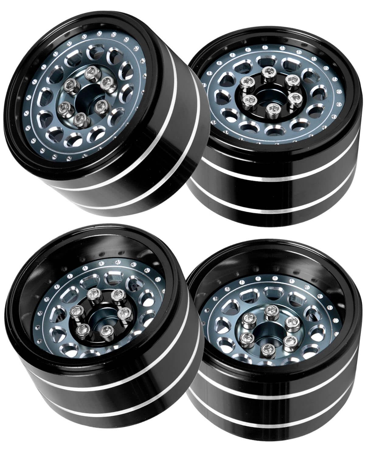 BRCatWPark RC 2.2 Beadlock Wheels Adjustable 4 Offsets Rims for 1/10 RC Crawler Car SCX10 SCX10 II 90046 SCX10 III AXI03007 SCX10 Pro TRX4 TRX6 D90 Gen7/8 VS4-10 MST CFX,Titanium