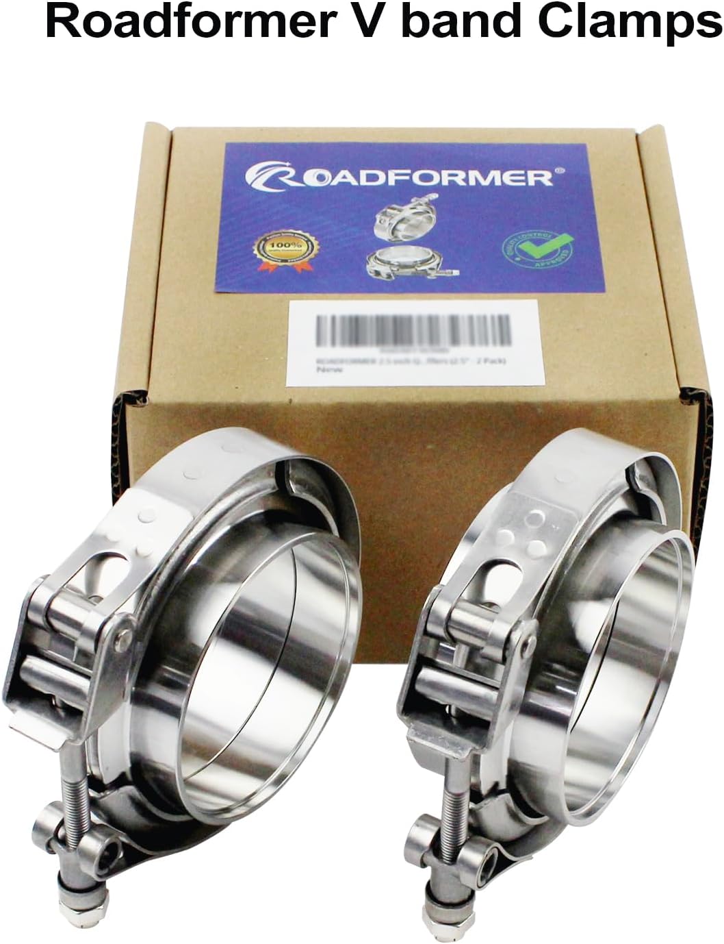 ROADFORMER 2.5 inch V Band Clamp - 2 sets of Quick Release V band Exhaust Clamp Stainless Steel with Flanges for Automotive exhaust system, turbocharger, downpipe and mufflers (2.5 - 2 Pack)