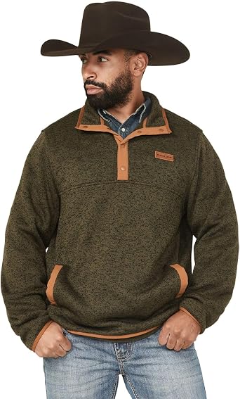 Cinch Mens Olive with Tan Trim Pullover