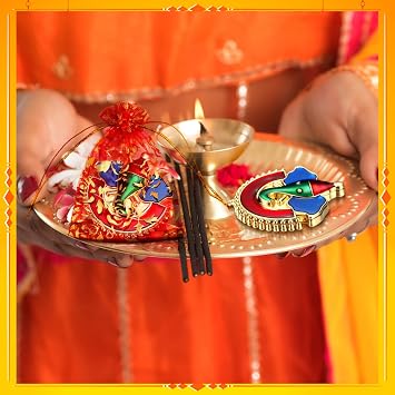 Cinnvoice 10 Pcs Ganesha Haldi Kumkum Holders for Diwali Pooja Gifts