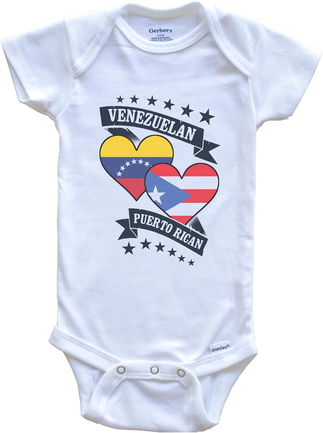 Venezuelan Puerto Rican Heart Flags Venezuela Puerto Rico Baby Bodysuit