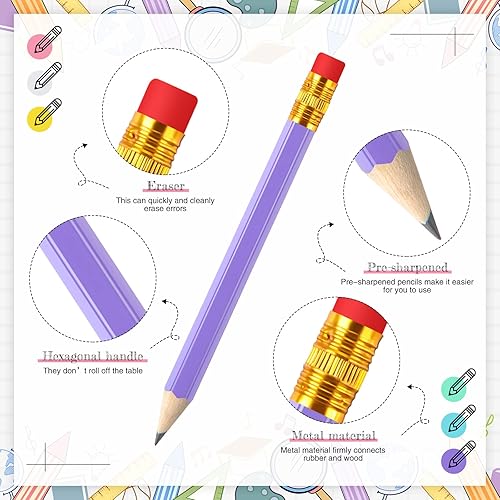 Miniatura 15 de 48 lápices de golf con borrador, mini lápices para boda, pequeños lápices cortos para niños, despedidas de soltera, escuela, oficina, escritura