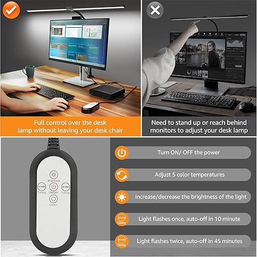 Miniatura 8 de ShineTech Led Desk Lamp for Office Home, Bright Double Head Desk Light with Clamp, Architect Task Lamp 50 Lighting Modes Adjustable Flexible