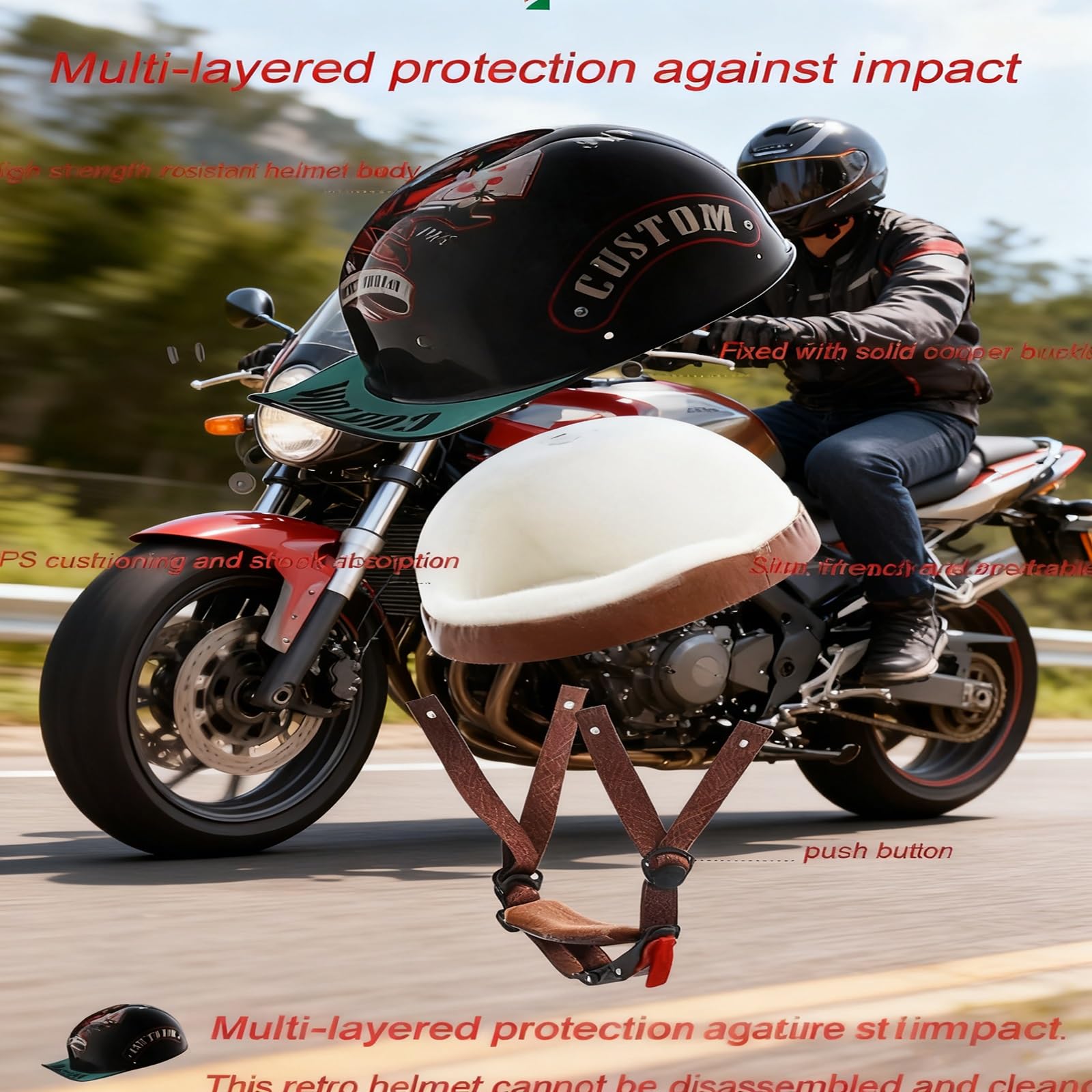 Casco da moto vintage con berretto da baseball, retrò con visiera estesa e certificazione ECE, moto jet da uomo e da donna for cruiser, ciclomotori, scooter