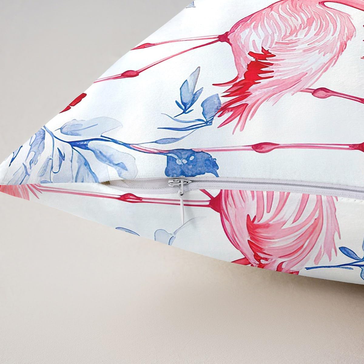 Feelyou Flamingo Throw Pillow Covers 24"x24" Set of 2 Soft Tropical Flamingo Pattern Cushion Covers for for Couch Sofa Animal Decor Bird Print Pink White Decorative Pillowcases Outdoor Pillows Covers