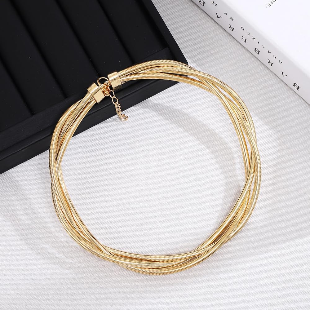 YOOESTORES82 Layered Snake Chain Collar Choker Necklace for Women Chunky Gold Statement Neckalces Twisted Multi Strand Adjustable Punk Non Tarnish Trendy Jewelry Gifts - Image 6