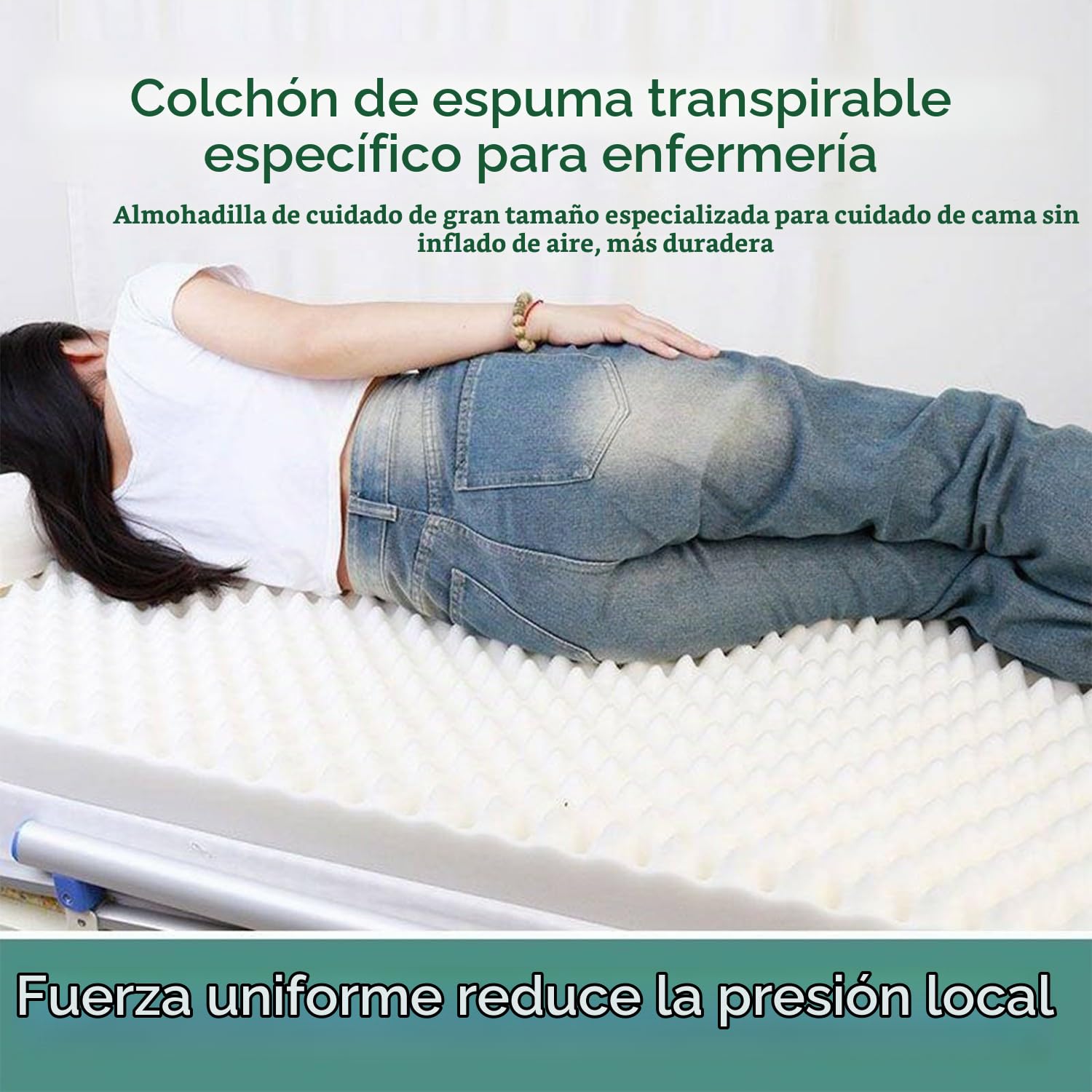 Colchón Antiescaras Para Atención Hospitalaria Domiciliaria,Colchón Para El Reposo En Cama,Esponja De Alta Densidad,Alivia Y Previene Las Úlceras Por Presión,Alivia La Presión,Lavable 90x190cm