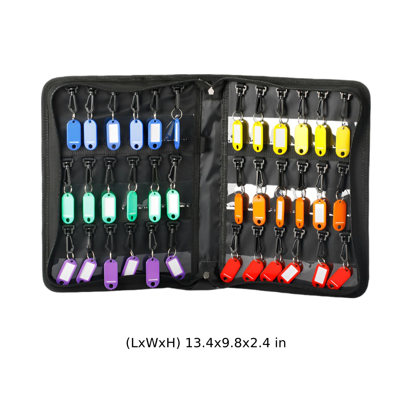 Organizer na klucze, czarny, ognioodporny, wodoodporny futerał na klucze z 36 kluczami, przenośny uchwyt na klucze z paskiem na smycz, 34 x 25 x 6 cm, powlekany silikonem z włókna szklanego