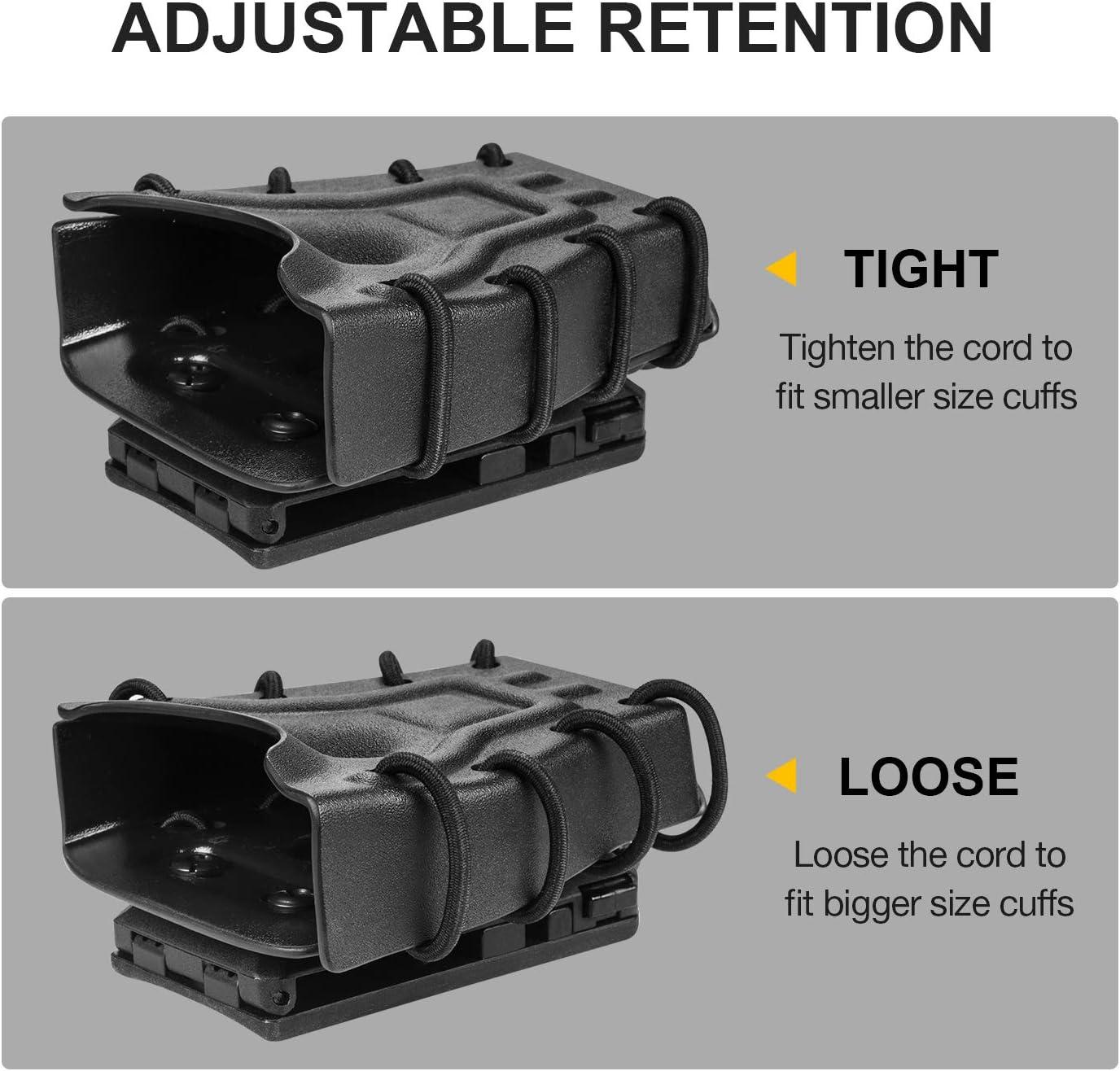 Handcuff Case Compatible with ASP, Chain, Hinged, and Rigid Folding Handcuffs – OWB Kydex Cuff Holder with Belt Clip or MOLLE Mount – Fits 1.5"-2.25" Belts – Black/Basketweave Options