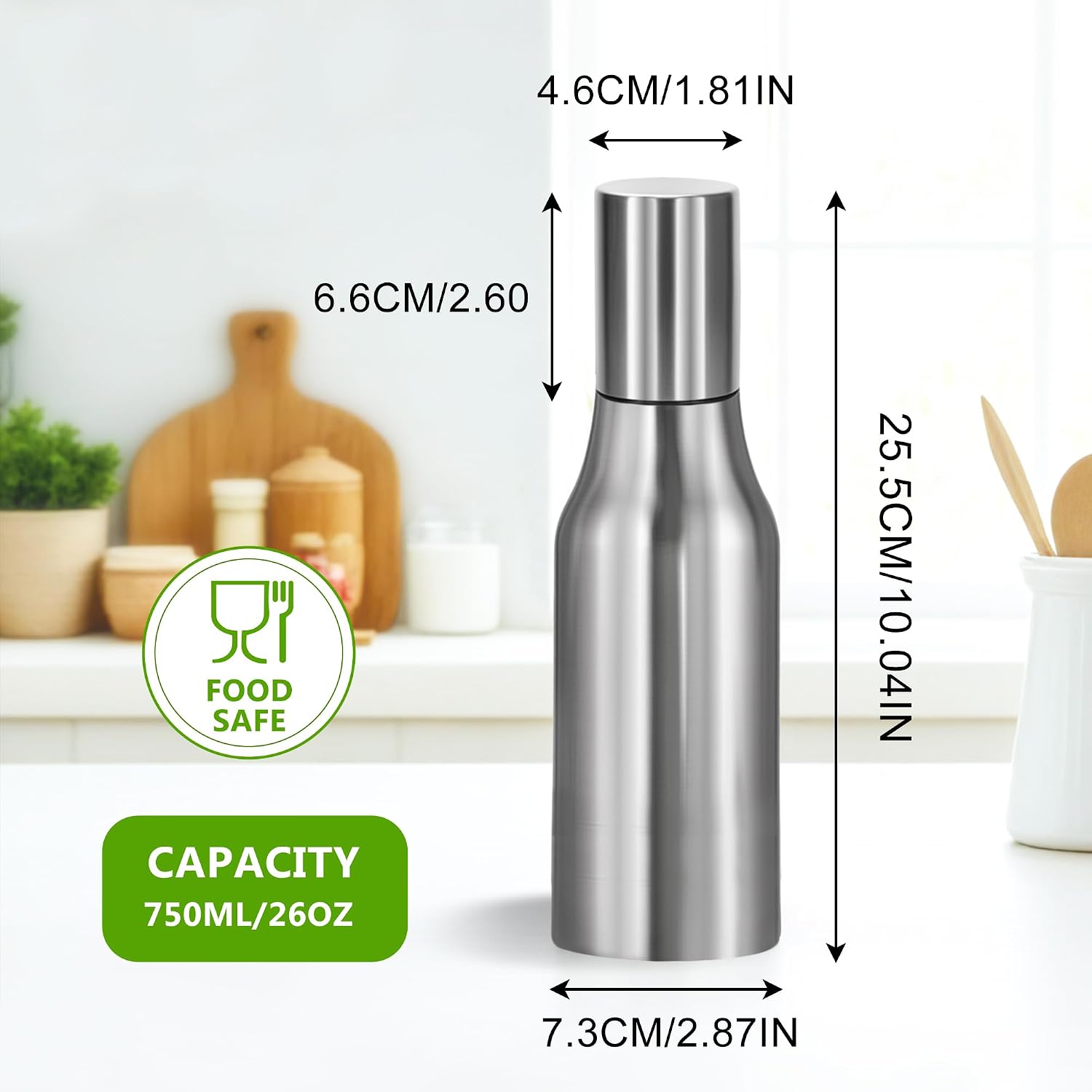 Stainless Steel Oil Dispenser Bottle - 750ML Leak-Proof Oil Container for Kitchen, Olive Oil & Cooking Liquids-26OZ