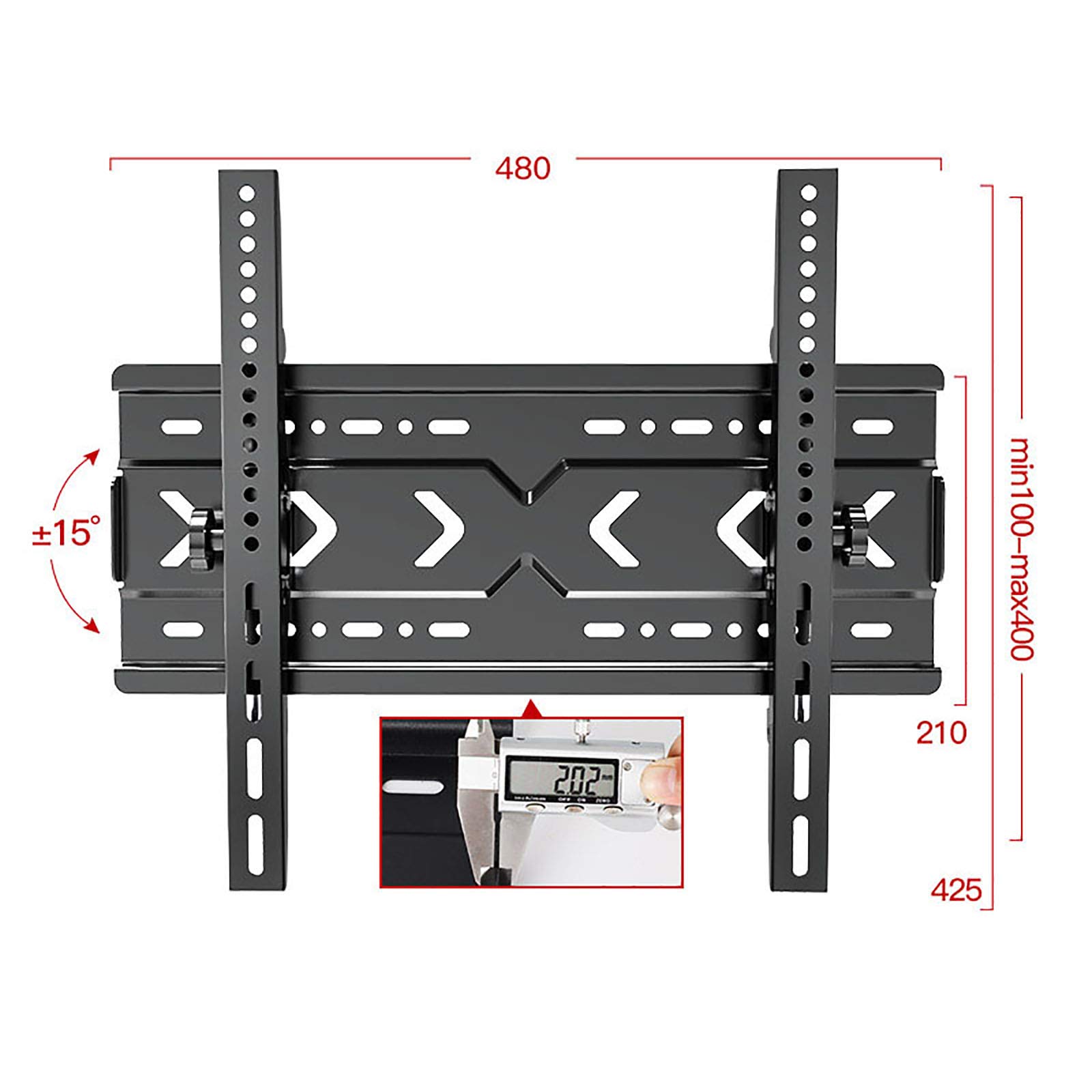 Soporte de pared inclinable para TV para la mayoría de televisores planos de 26 a 65 pulgadas, soporte de pared de perfil bajo con VESA máximo 400 x 400 mm