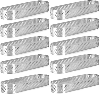 Cake Ring Oval Tart Ring Perforated Baking Ring Pastry Ring Stainless Steel Cake Tart Mold Rings 10Pcs