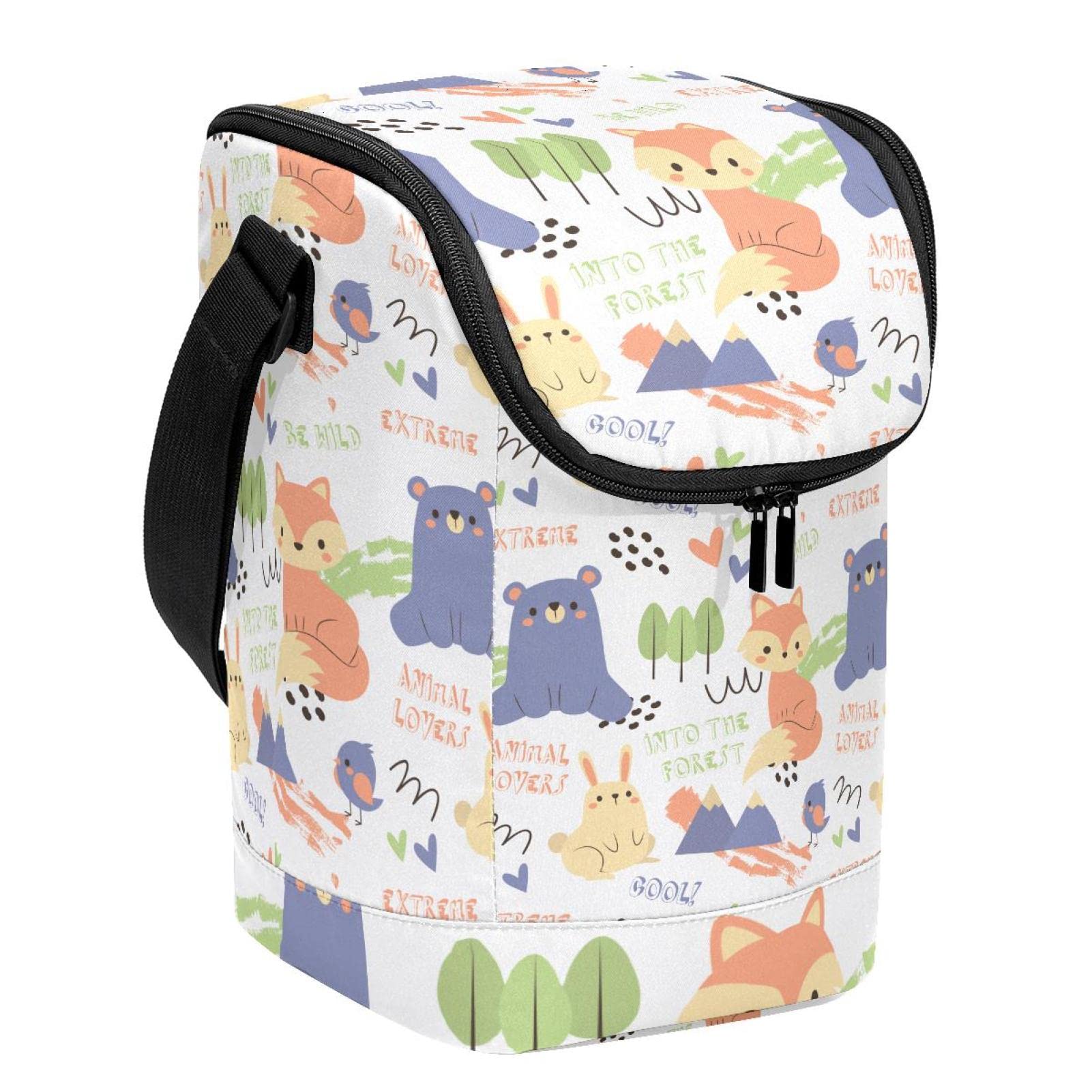Bolsa de almuerzo con diseño de animales otoñales y cremallera para oficina
