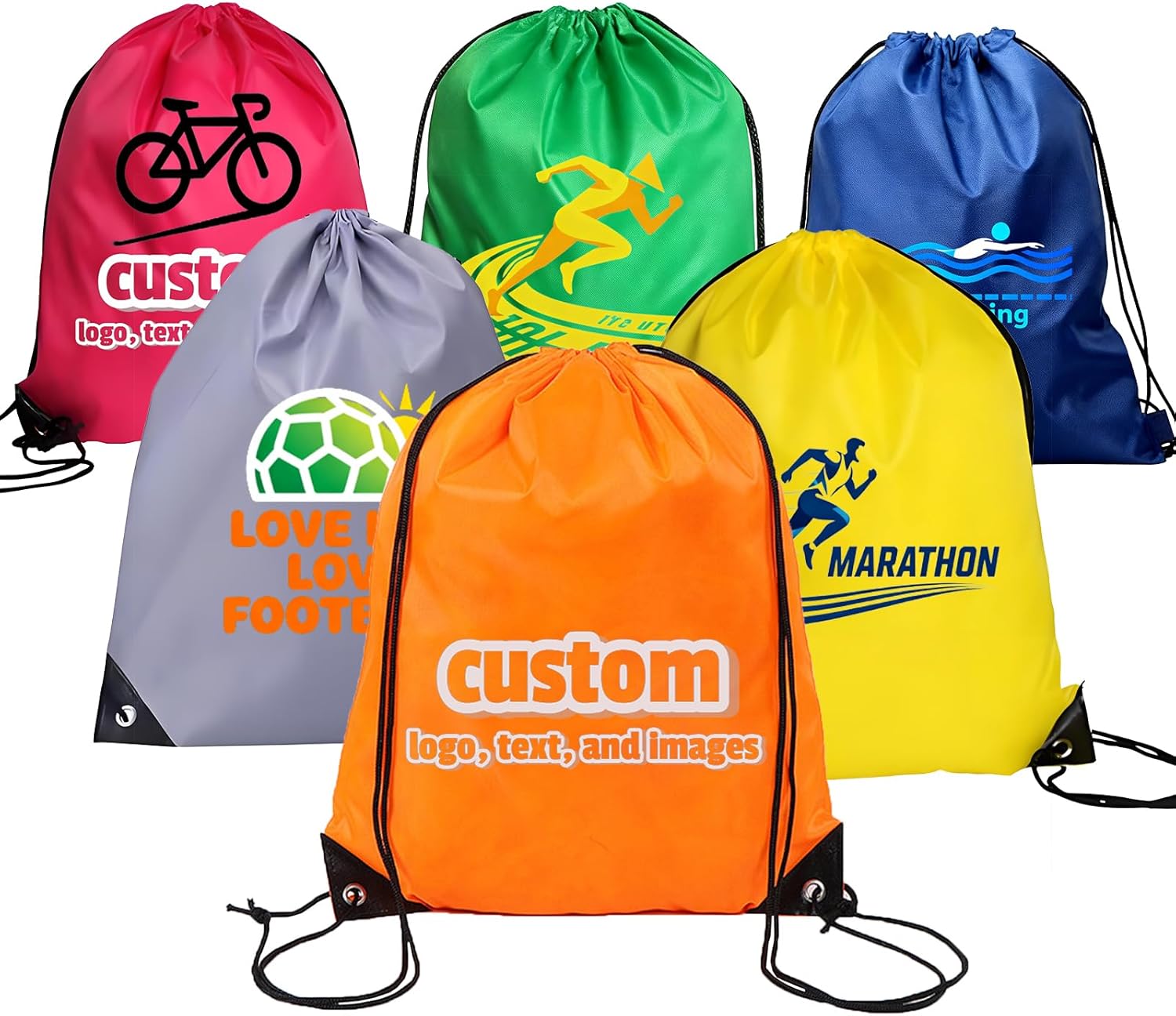 Amazon.com: Custom Drawstring Backpacks 10/50/100/200Pack - Bulk Pack ...
