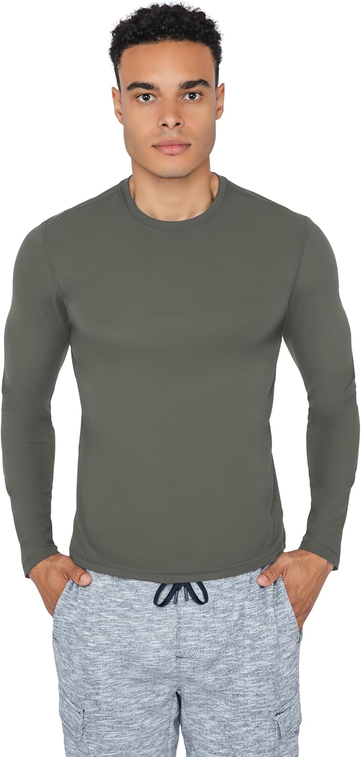 90 Degree By Reflex Men’s Dry Fit Soft Crew Neck Long Sleeve Shirt Fitted Top