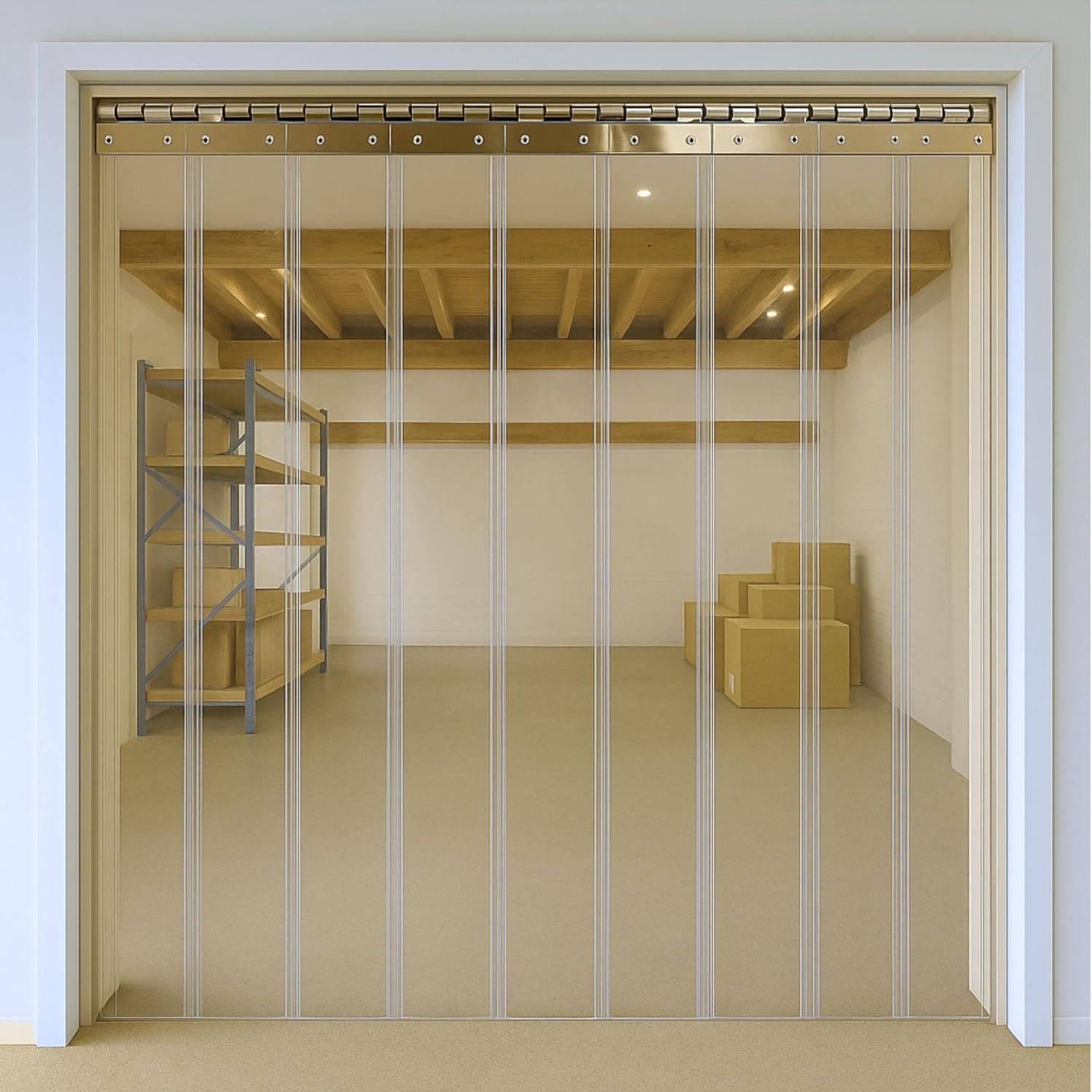 Byson PVC Strip Curtain Door Kit 10 x 10 Feet (3 x 3 Meters) Coldroom Warehouse Catering Vinyl Clear Plastic Curtain Kit with 20 Strips (2mm Thick and 200mm Wide)