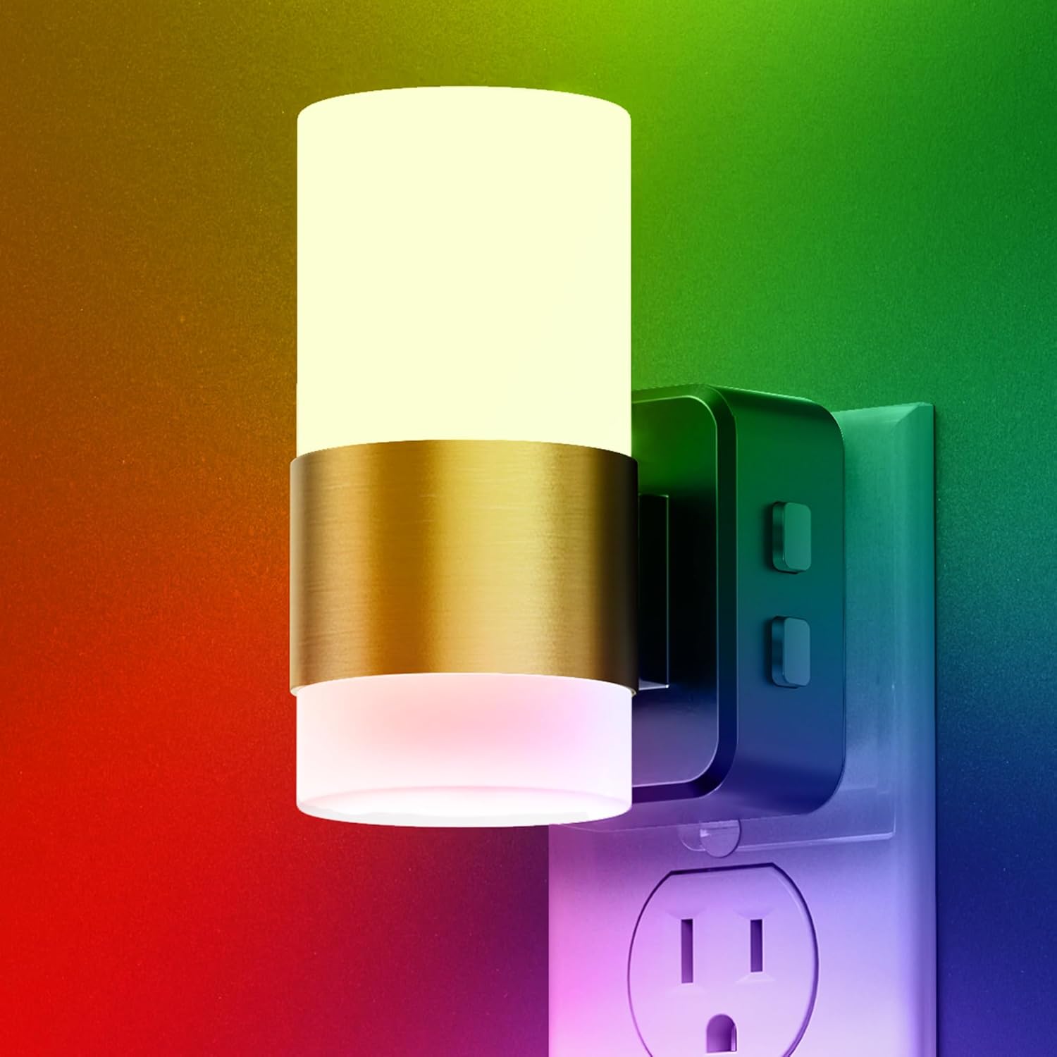 L LOHAS LED Night Lights Plug into Wall,[2-PACK] Color Changing Night Light with Rotatable Plug,Dusk to Dawn Sensor,Adjustable Brightness,RGB Acrylic Nightlight for Kids Bedroom Bathroom Party Decor