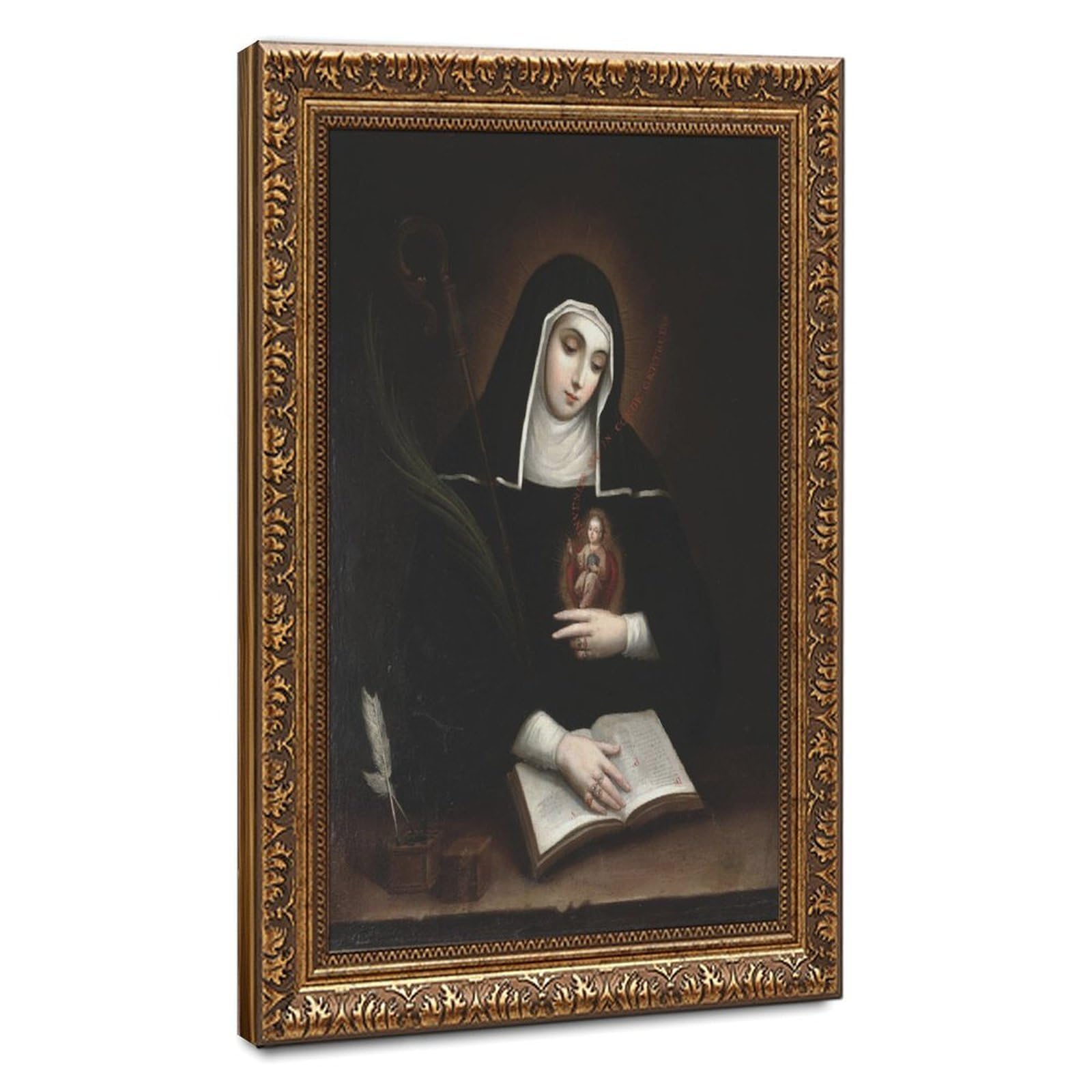 WCYB Saint Gertrude Patron of Travelers Posters Prints Canvas Deco Paintings Wall Art Hangable Frame 24" L X 36" W