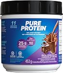 Poudre de lactosérum Pure Protein - Haute protéine (25 g/mesure), faible en sucre (2 g/mesure), sans gluten - Formule à action rapide, chocolat, 453 g