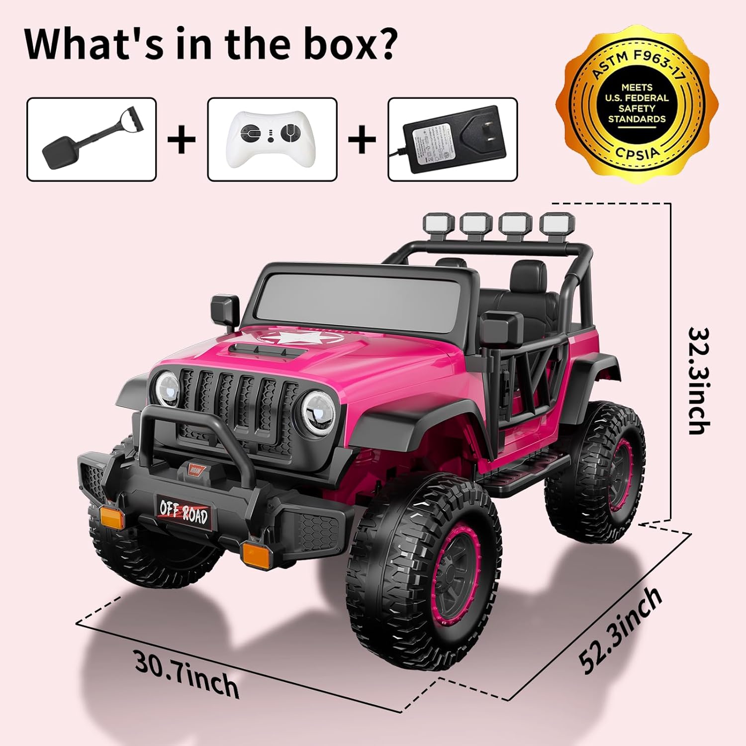 24V Kids Ride on Car, Kids Electric Vehicles Car Ride on Toy for Toddlers w/Remote Control, 4 * 200W Motor, 6mph Max, Spring Suspension, LED Lights, Music