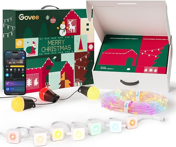 Govee Christmas Lights Set, 100ft Permanent Outdoor Lights, 96ft String Lights,4.9Ã—6.6ft Curtain Light for Christmas De