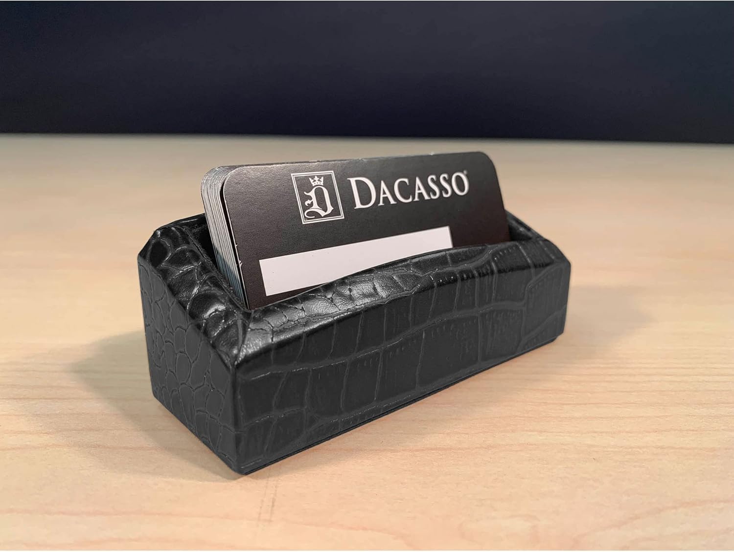Dacasso Black Crocodile Embossed Leather Desk Set, 7-Piece D2204