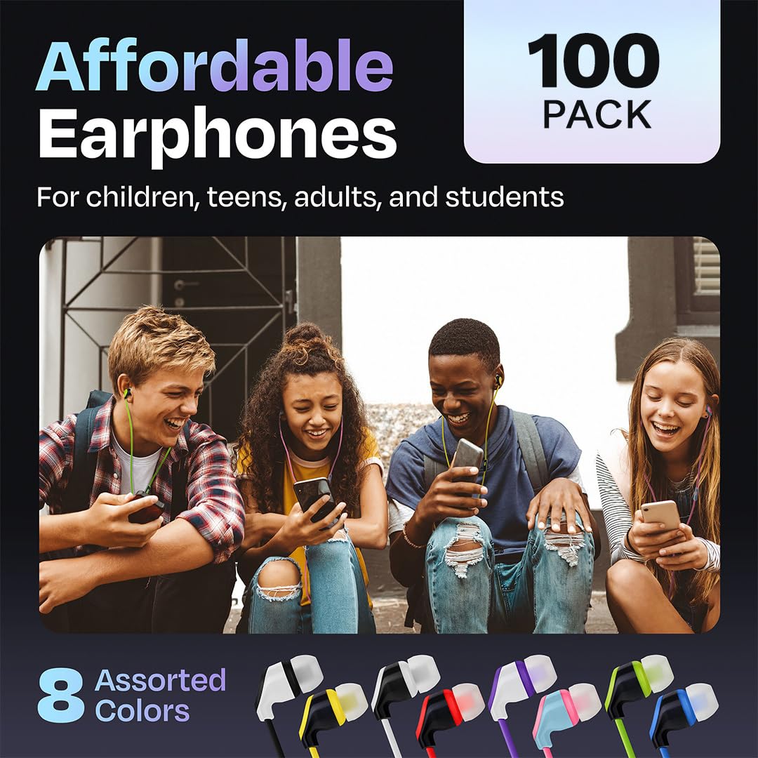 Confezione da 100 auricolari con cavo USB C con microfono, cuffie intrauricolari di tipo C per Chromebook, iPad con USB-C, MacBook, tablet Android, Galaxy, Pixel, cuffie per dispositivi di tipo C
