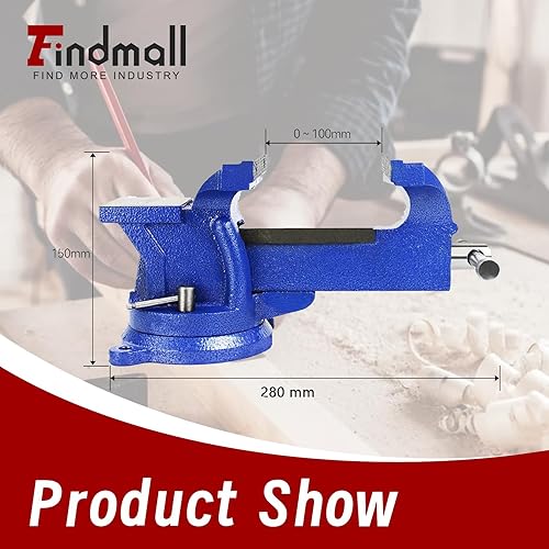 Miniatura 3 de findmall Tornillo de banco de 5 pulgadas con yunque Base de bloqueo giratoria de 360° Abrazadera superior de mesa Banco de base giratoria de alta