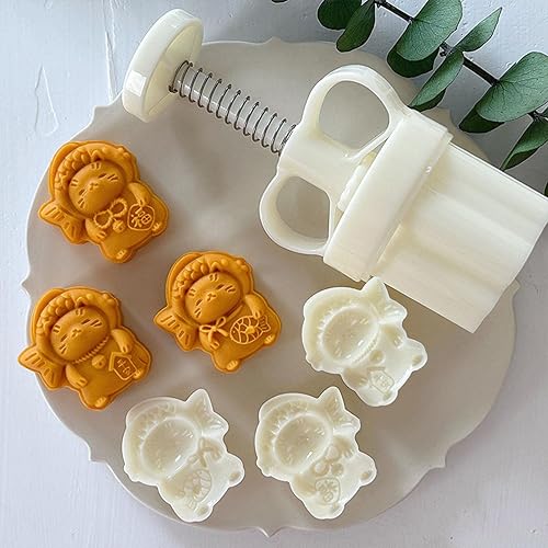 Miniatura 3 de Moldes de plástico con forma de gatos lindos para pastel de luna, accesorios de horneado de bricolaje, accesorios de cocina para festival de