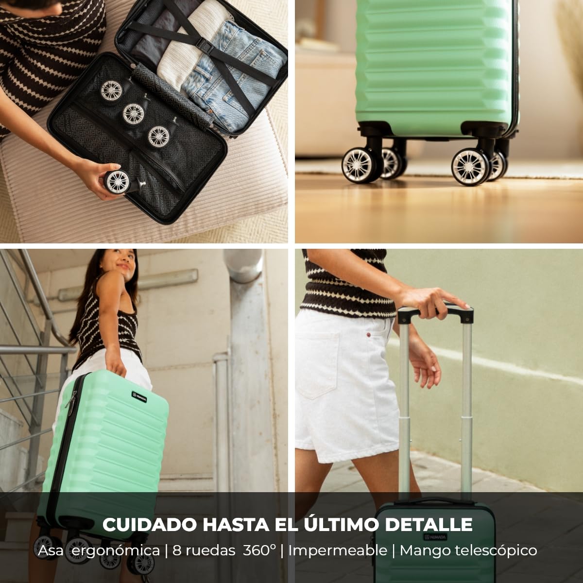 NUMADA Maleta de Viaje Cabina 40x25x20cm 20L Underseat 16 XXS con Ruedas Desmontables