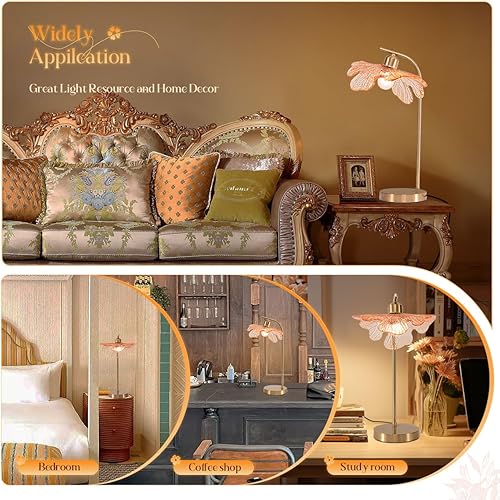 Miniatura 4 de Lámpara de mesa moderna de mediados de siglo, lámparas de mesa de noche con interruptor táctil, lámpara de mesa alta de vidrio ámbar, lámpara de