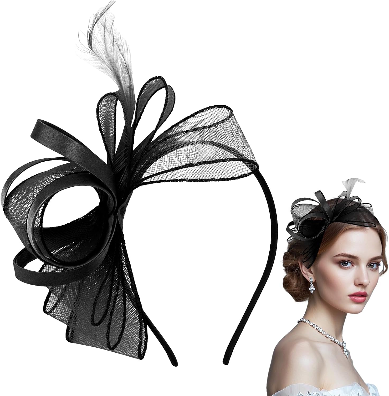 Fascinators Hats for Women Fascinator Headband Tea Party Hat Derby Hats for Cocktail, Wedding, Fancy Dress Party