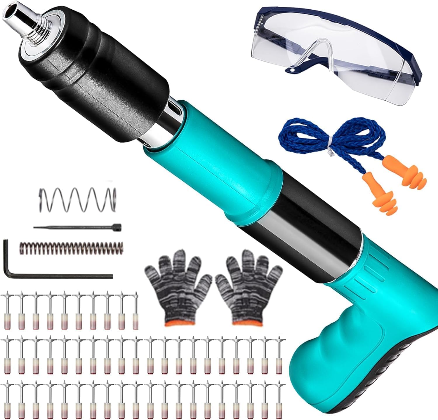 Nail Gun Kit with 100 PCS Steel Nails, 5 Gear Adjustable Mini Manual Steel Nail Gun for Concrete, Wall Fastening Rivet Tool Wall Nail Shooting Machine for Cement Wall Household Decor (Multicolour)-image-18