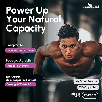 Tongkat Ali and Fadogia Agrestis for Men Supplement w/ BioPerine - Tonkat-Ali Max Strength 200:1 Extract - Long jack Tongkat-ali for Men - Muscle Growth, Performance & Energy - 120 Powder Capsules
