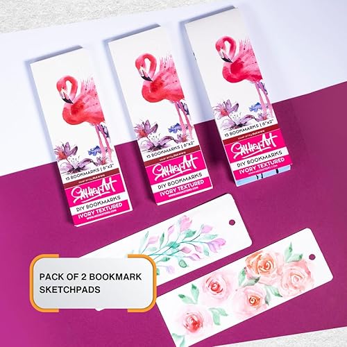 Miniatura 7 de Marcapáginas texturizadas marfil de 300 GSM para acrílicos y tintas, y bellas artes - para artistas profesionales (paquete de 2)