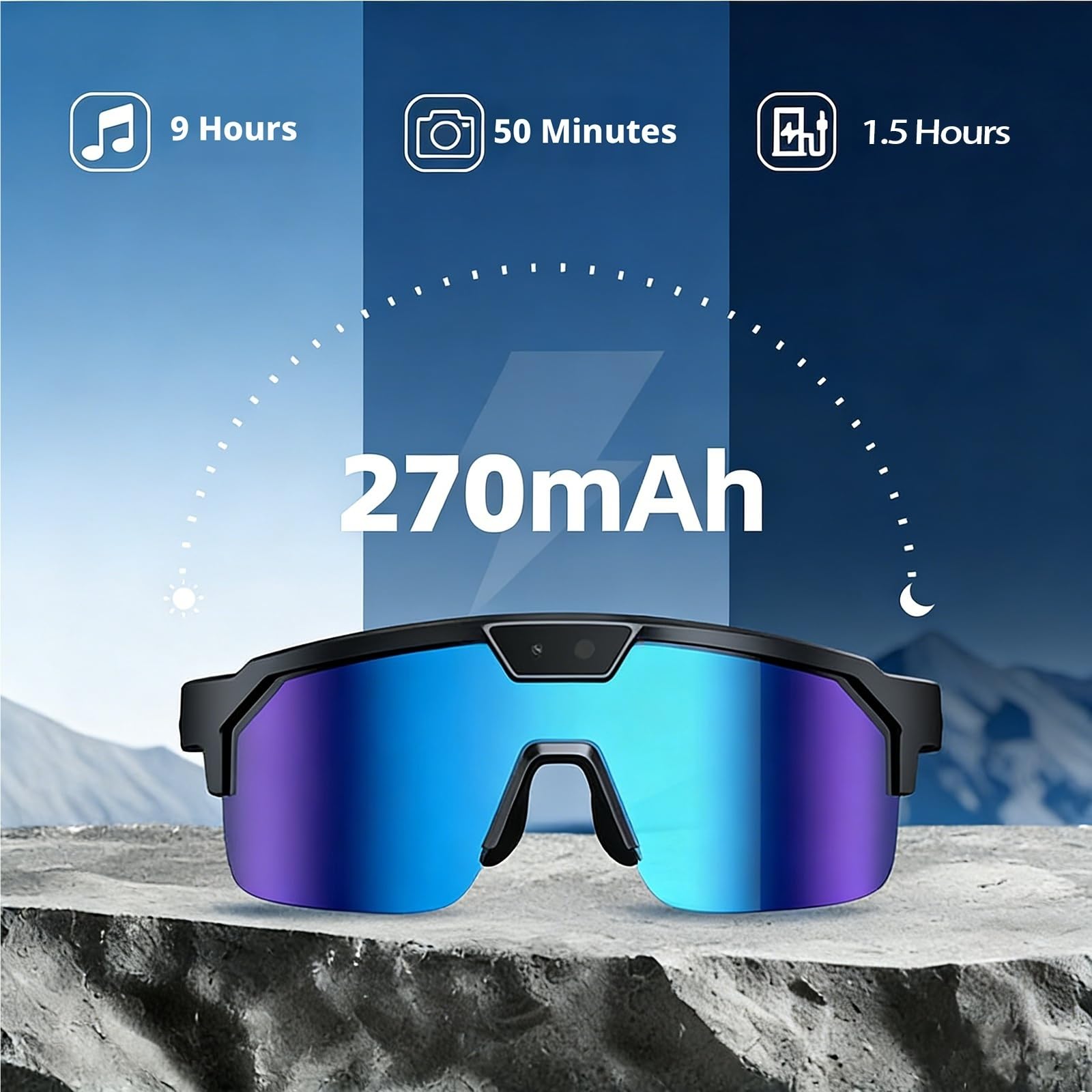 Mothdust Occhiali Da Sole Sport AI Telecamera 8MP HD EIS Stabilizzazione Bluetooth Traduzione Per Video Ciclismo